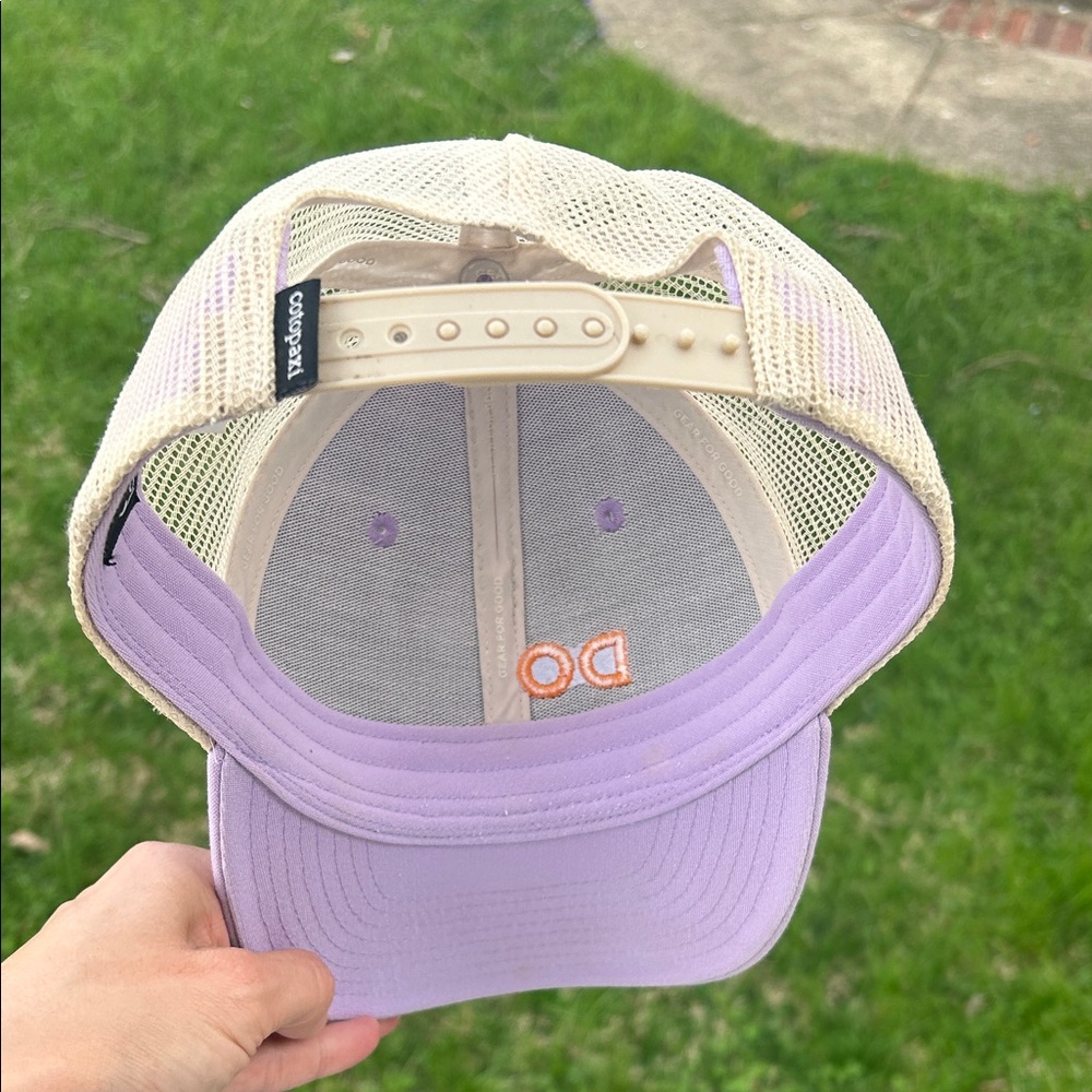 💖 Cotopaxi. “Do Good” Lavender Trucker Hat with Orange Embroidery - Picture 4 of 8